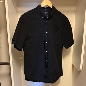Portuguese Flannel Black Textured Casual Button Down Shirt